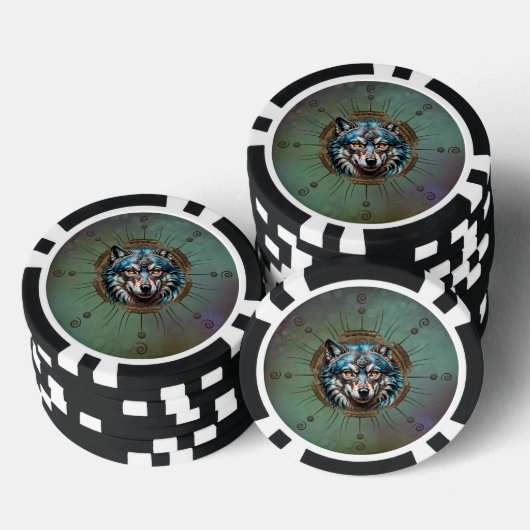 Fantasytische steampunk wolf. poker chips (Opstapeling)