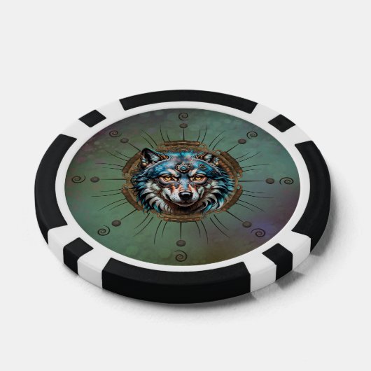 Fantasytische steampunk wolf. poker chips (Enkel)