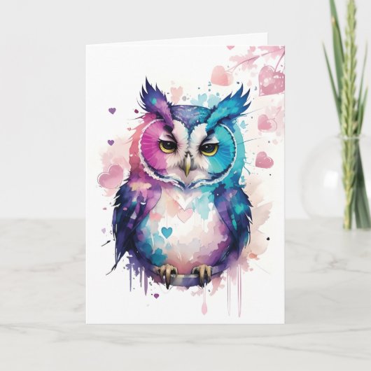 Fantasyuil met Hartjes Valentijn Kaart (Voorkant)