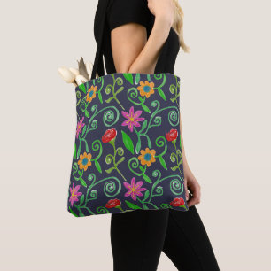 Fantasyvolle Waterverf Bloemendecor in Marineblauw Tote Bag