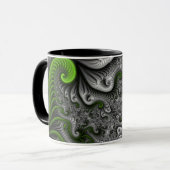 Fantasywereld groen en grijs abstracte fractal art mok (Voorkant links)