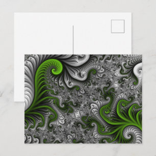 Fantasywereld groen en grijs abstracte fractal kun briefkaart