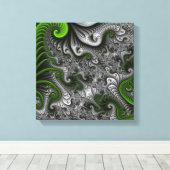 Fantasywereld groen en grijs abstracte fractal kun canvas afdruk (Insitu (Houten vloer))