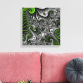 Fantasywereld groen en grijs abstracte fractal kun canvas afdruk (Insitu (Woonkamer))