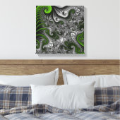 Fantasywereld groen en grijs abstracte fractal kun canvas afdruk (Insitu (Slaapkamer))
