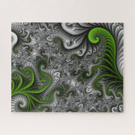 Fantasywereld groen en grijs abstracte fractal kun legpuzzel