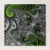 Fantasywereld groen en grijs abstracte fractal kun legpuzzel (Verticaal)