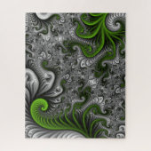 Fantasywereld groen en grijs abstracte fractal kun legpuzzel (Verticaal)