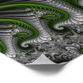 Fantasywereld groen en grijs abstracte fractal kun poster (Hoek)
