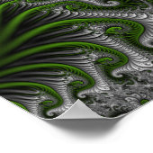 Fantasywereld groen en grijs abstracte fractal kun poster (Hoek)