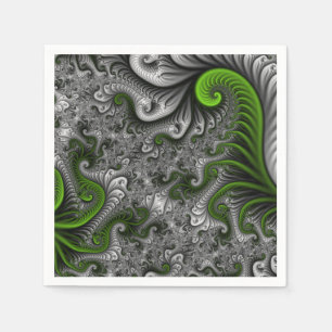Fantasywereld groen en grijs abstracte fractal kun servet