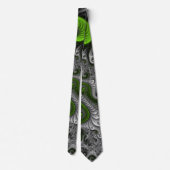 Fantasywereld groen en grijs abstracte fractal kun stropdas (Achterkant)