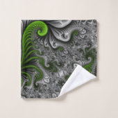 Fantasywereld Groen En Grijs Abstracte Fractale Ku Bad Handdoek (Wasdoekje)