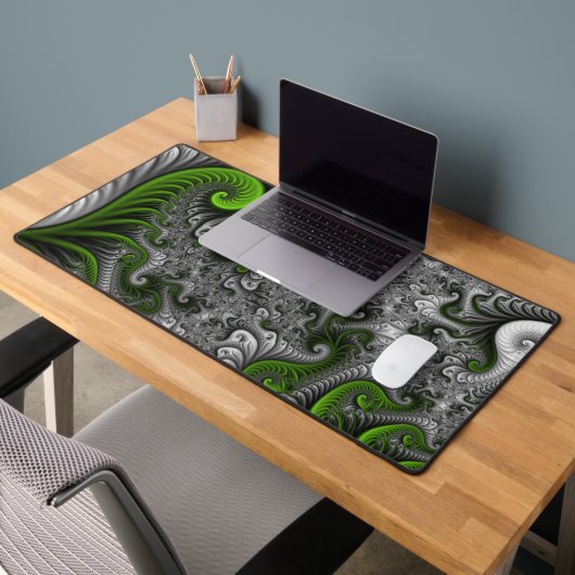 Fantasywereld Groen En Grijs Abstracte Fractale Ku Bureaumat (Kantoor 2)