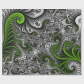 Fantasywereld Groen En Grijs Abstracte Fractale Ku Cadeaupapier (Vlak)