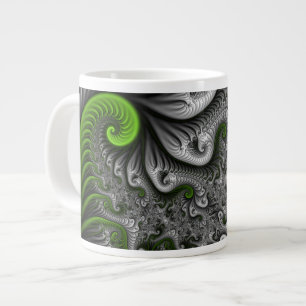 Fantasywereld groen en grijs abstracte fractale ku grote koffiekop