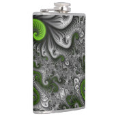 Fantasywereld Groen En Grijs Abstracte Fractale Ku Heupfles (Rechts)