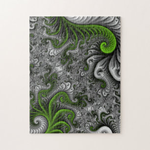 Fantasywereld Groen En Grijs Abstracte Fractale Ku Legpuzzel