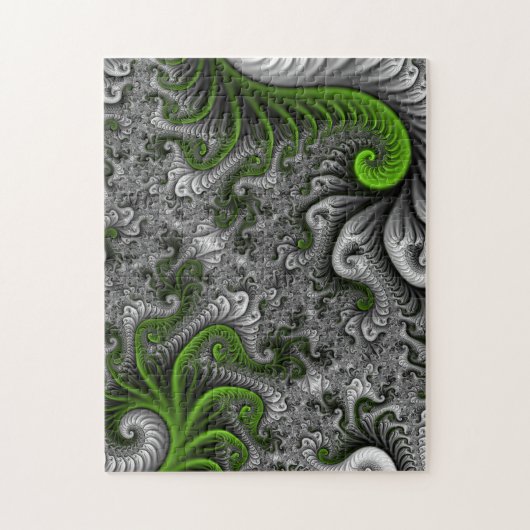 Fantasywereld Groen En Grijs Abstracte Fractale Ku Legpuzzel (Verticaal)