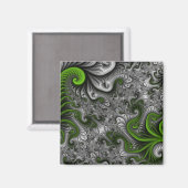 Fantasywereld Groen En Grijs Abstracte Fractale Ku Magneet (Voorkant / Achterkant)