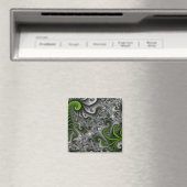 Fantasywereld Groen En Grijs Abstracte Fractale Ku Magneet (Insitu (Vaatwasser))