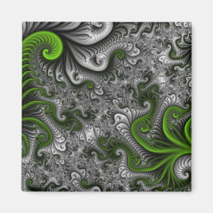 Fantasywereld Groen En Grijs Abstracte Fractale Ku Magneet