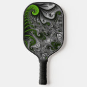 Fantasywereld Groen En Grijs Abstracte Fractale Ku Pickleball Paddle (Achterkant)