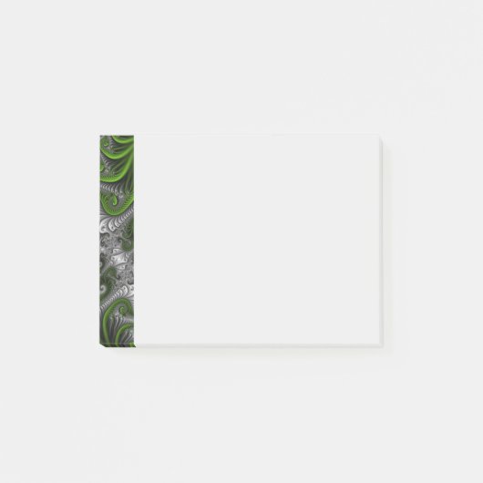 Fantasywereld Groen En Grijs Abstracte Fractale Ku Post-it® Notes (Voorkant)