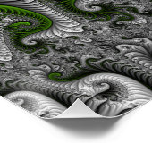 Fantasywereld Groen En Grijs Abstracte Fractale Ku Poster (Hoek)