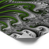 Fantasywereld Groen En Grijs Abstracte Fractale Ku Poster (Hoek)