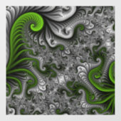 Fantasywereld Groen En Grijs Abstracte Fractale Ku Raamsticker (Vel)