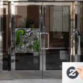 Fantasywereld Groen En Grijs Abstracte Fractale Ku Raamsticker (Kantoordeur)