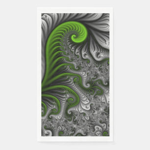Fantasywereld Groen En Grijs Abstracte Fractale Ku Servet