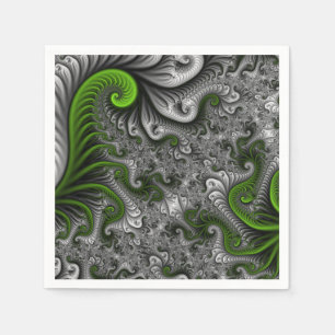 Fantasywereld Groen En Grijs Abstracte Fractale Ku Servet