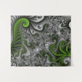 Fantasywereld Groen En Grijs Abstracte Fractale Ku Wandkleed (Voorkant (horizontaal))