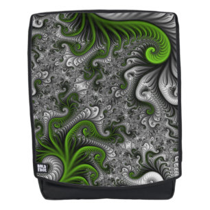 Fantasywereld groene en grijze abstracte fractal k rugtassen