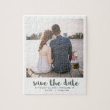 Fantiek penseel schrift foto save the date groen