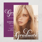 Fantieke Script Foto Afstudeer Uitnodiging (Voorkant / Achterkant)
