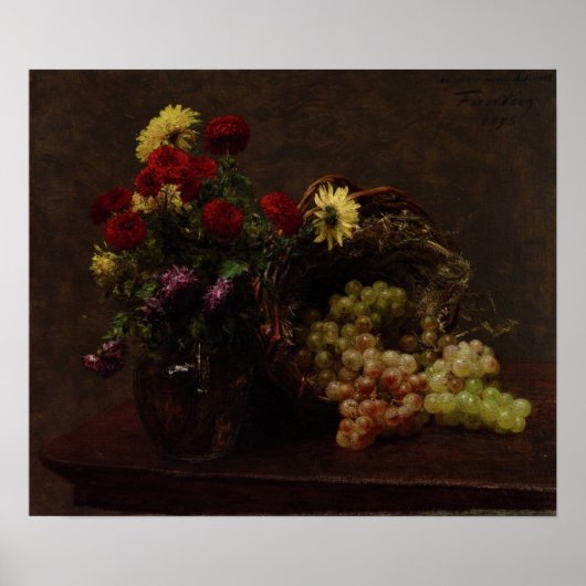 Fantin-latour - bloemen en druiven poster (Voorkant)