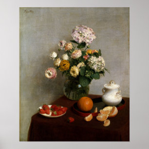 Fantin-latour - bloemen en vruchten poster