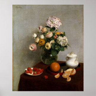 Fantin-latour - bloemen en vruchten poster
