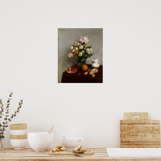 Fantin-latour - bloemen en vruchten poster (Keuken)
