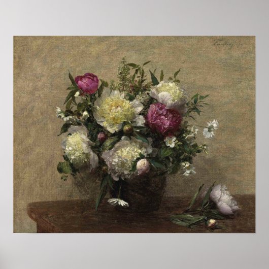 Fantin-Latour - Pioenrozenvaas 1879 Poster (Voorkant)
