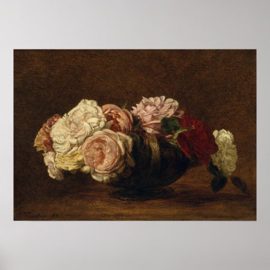 Fantin-latour - Rozen in een Bowl Poster (Voorkant)