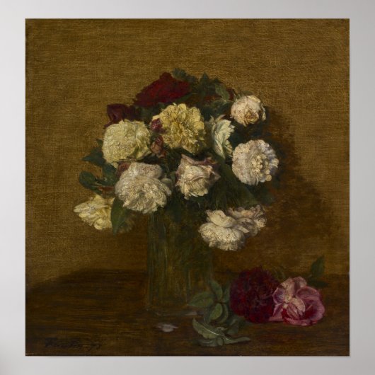Fantin-Latour - Rozen In Een Vaas Poster (Voorkant)