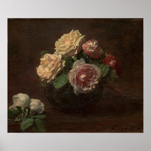Fantin-Latour - Rozen In Een Vaas Poster (Voorkant)