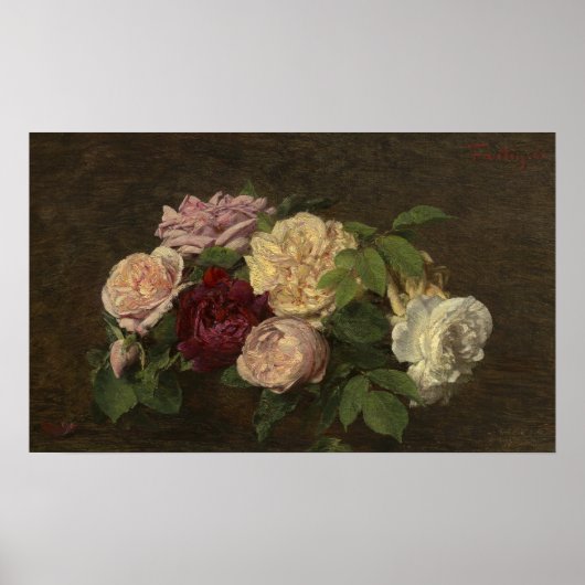 Fantin-Latour - Rozen van Nice op tafel A Poster (Voorkant)