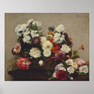 Fantin-latour - stilstaand leven met bloemen poster