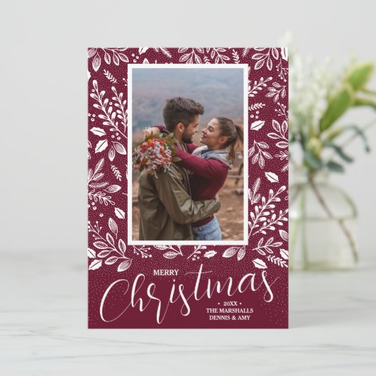 Fantoire kerstflessen foto feestdagenkaart (Staand voorkant)