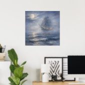 Fantoom Schip - Pastel Schilderstijl Kunst Poster (Thuiskantoor)